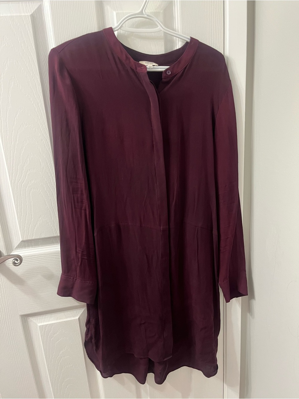 Aritzia Wilfred 100% Silk Burgundy Shirt Dress / Tunic – L